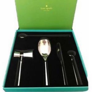 Kate Spade cocktail 5 piece silver bar set- NIB